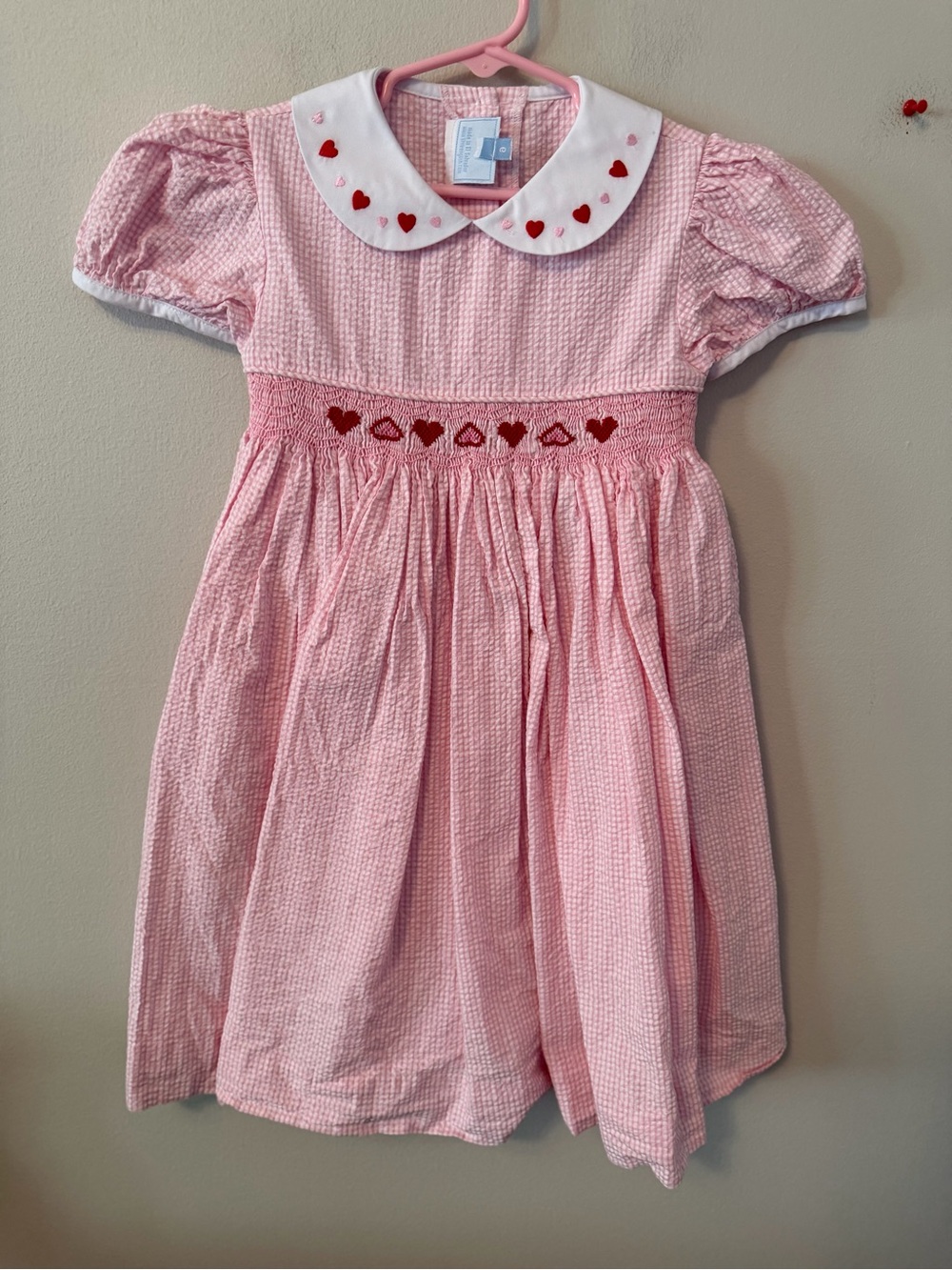 Little English Pink Heart Smocked Dress